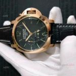 New Replica Panerai Luminor GMT power reserve Watch Rose Gold Green Markers